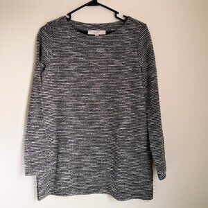 LOFT Cotton Blend Tweed Top Black White Size‎ S Pettie